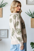 First Love Rose Olive Cozy Long Sleeve Sweater