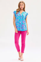 Dear Scarlett Lizzy Flutter Sleeve Top in Royal Blue Womens