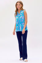 Dear Scarlett Lizzy Tank Top in Paisley Aqua Womens