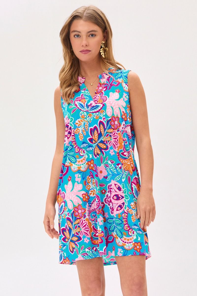 Dear Scarlett Lizzy Tank Dress in Blue Womens