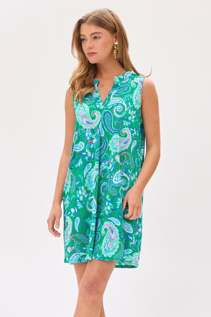 Dear Scarlett Lizzy Tank Dress in Emerald/Blue Womens