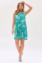 Dear Scarlett Lizzy Tank Dress in Emerald/Blue Womens
