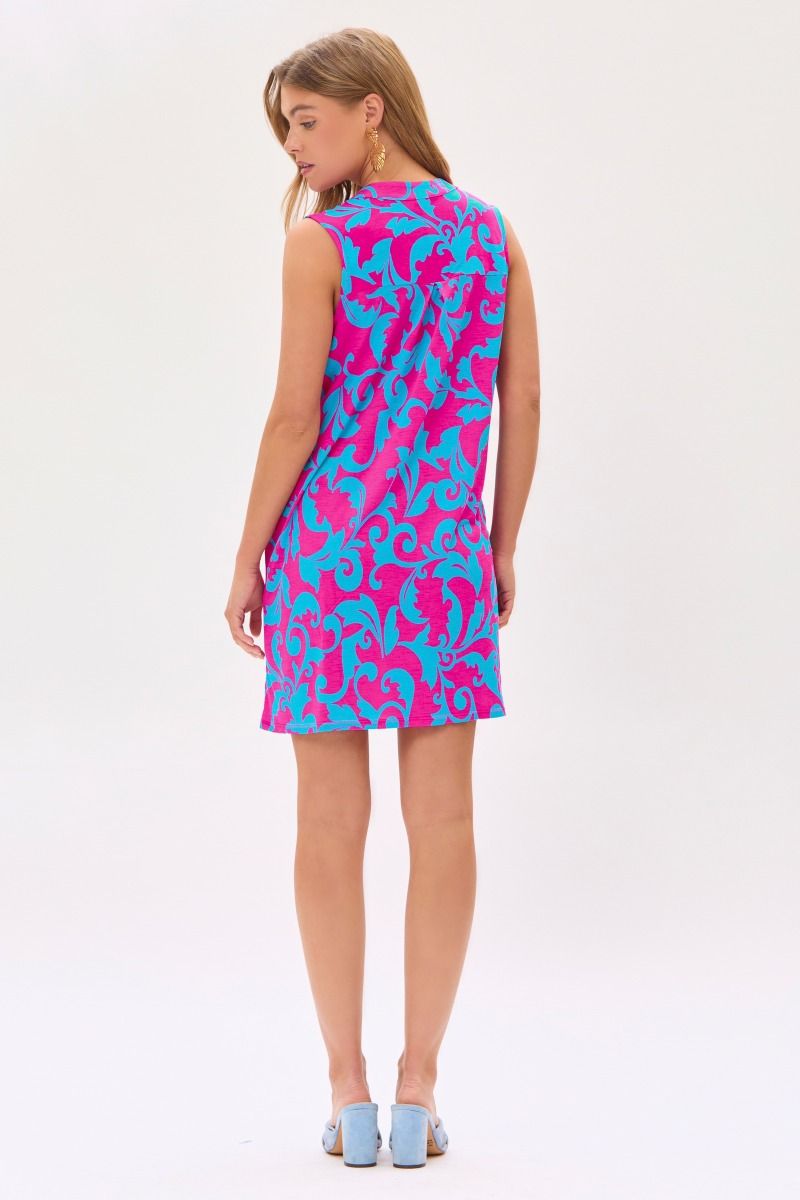 Dear Scarlett Lizzy Tank Dress in Magenta Teal Womens