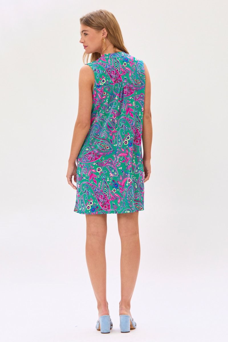 Dear Scarlett Lizzy Tank Dress in Emerald/Pink Womens