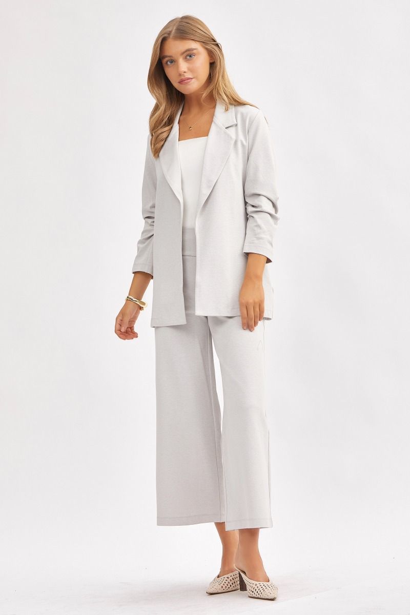Dear Scarlett Magic 3/4 Blazer Pearl Gray Womens
