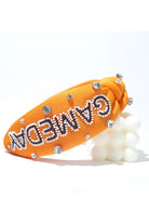 Orange Jeweled & Beaded Gameday Top Knot Headband ICON