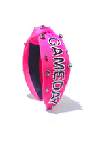 Hot Pink Jeweled & Beaded Gameday Top Knot Headband ICON