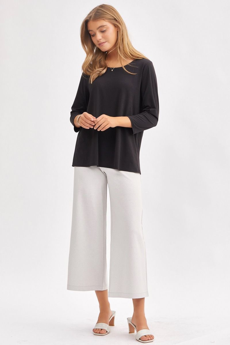 Dear Scarlett Signature Classic Round Neck Top- 6 colors Black Womens