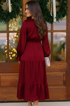 Haptics Burgundy V-Neck Satin Maxi Dress