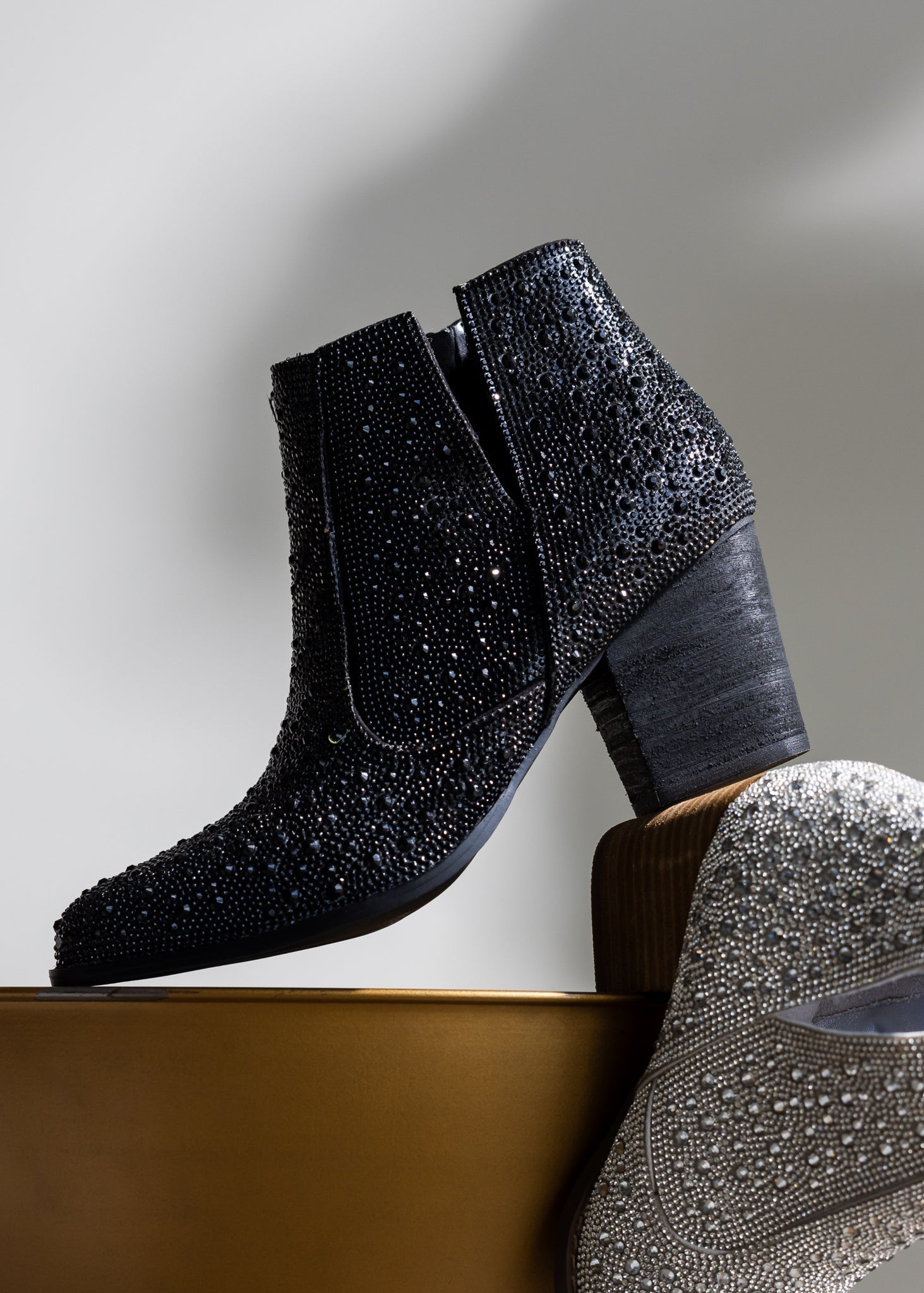 Naughty Monkey Shine Star Rhinestone Bootie in Black Ave Shops