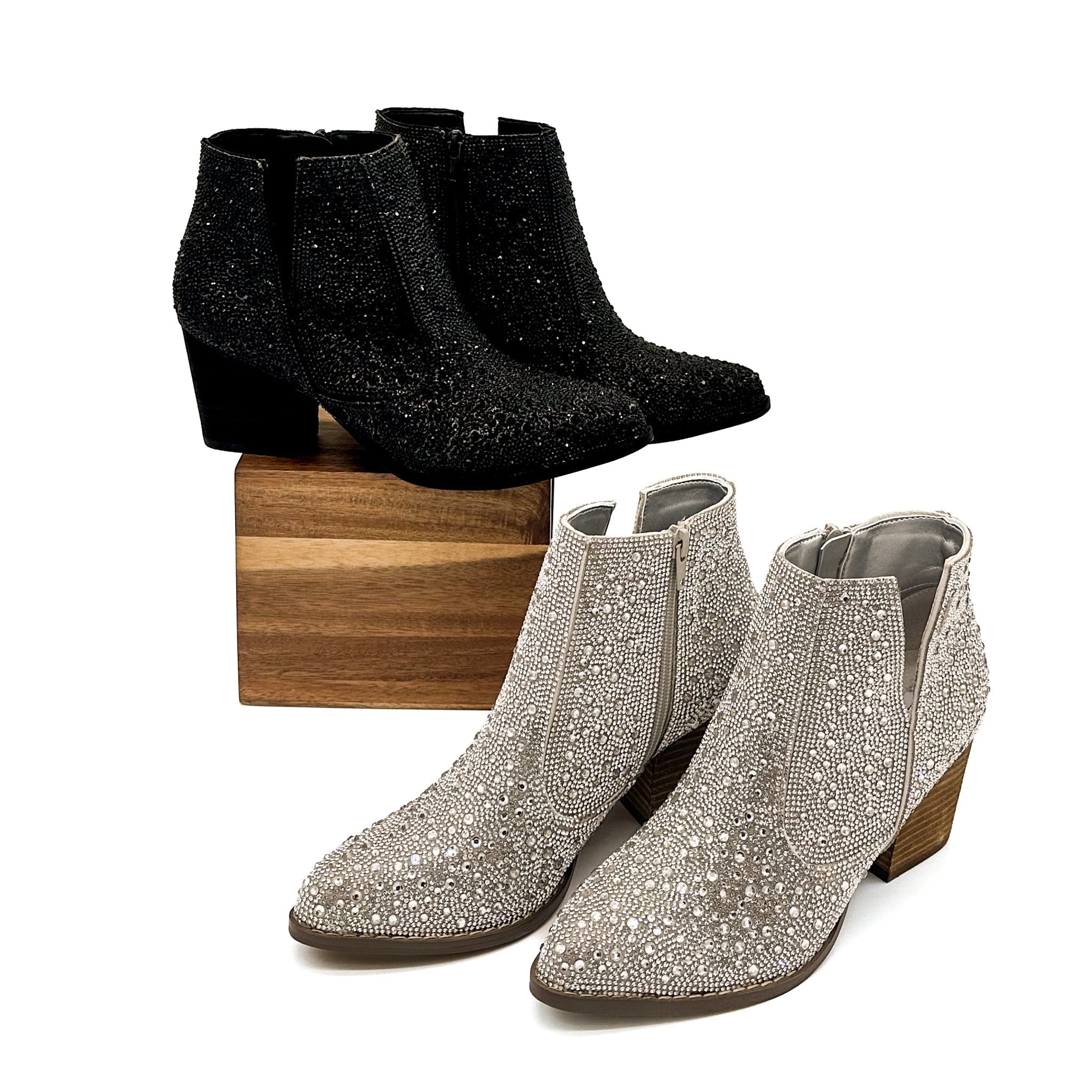 Naughty Monkey Shine Star Rhinestone Bootie in Black Ave Shops