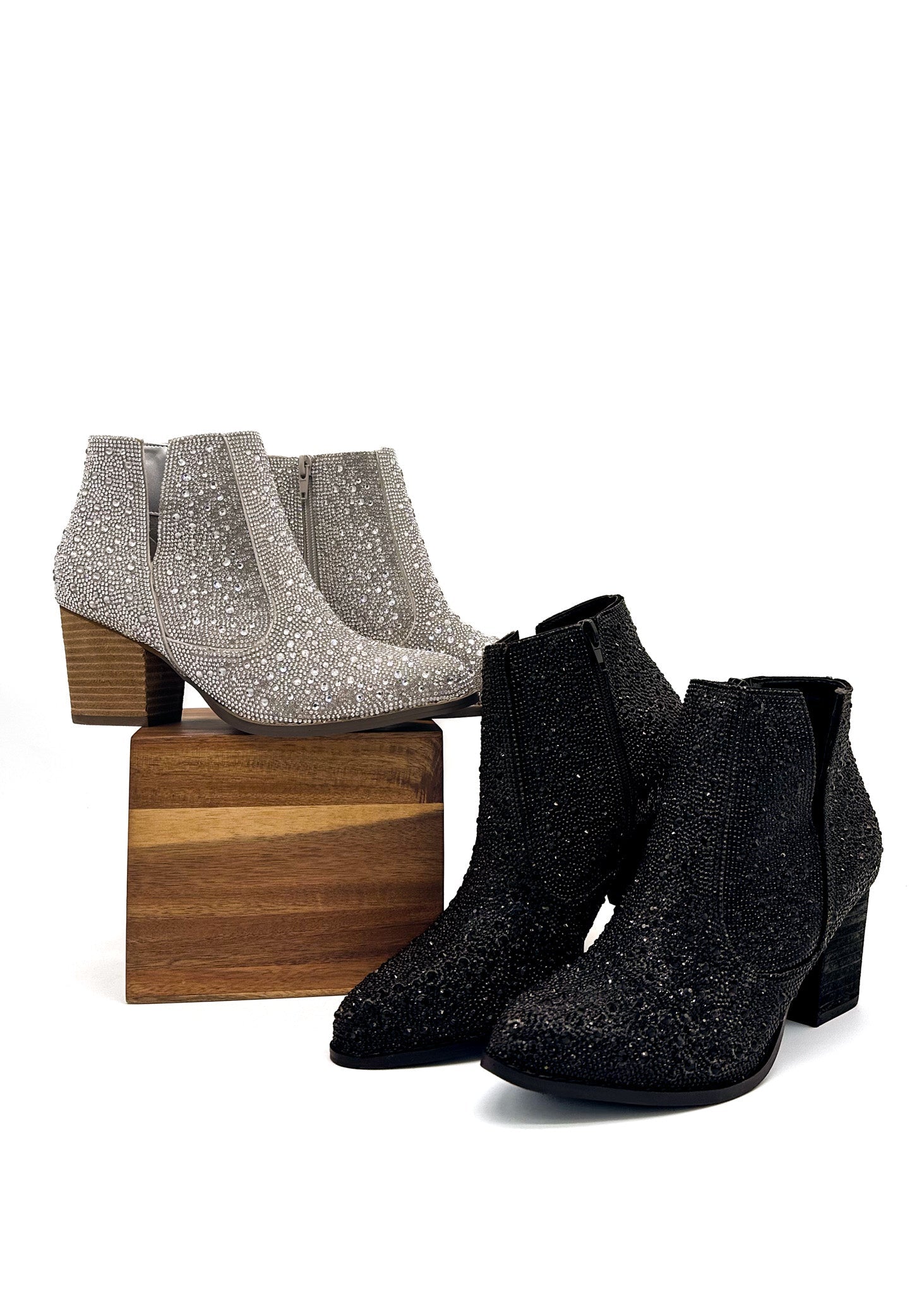 Naughty Monkey Shine Star Rhinestone Bootie in Black Ave Shops