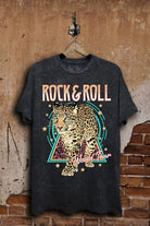 Lotus Fashion Collection Plus Size Rock & Roll World Tour Graphic Top Vintage Black Mineral Wash