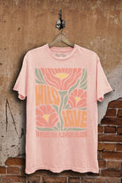 Lotus Fashion Collection Wild Love Where The Flowers Bloom Graphic Top L Pink Mineral Wash