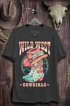 Lotus Fashion Dark Gray Wild West Cowgirls Graphic Top Dark Gray Lotus Fashion Collection