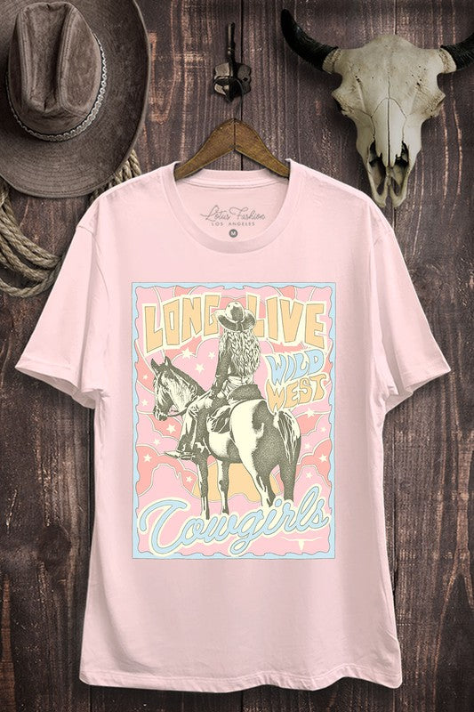 Lotus Fashion Collection Long Live Cowgirls Graphic Top Light Pink Lotus Fashion Collection