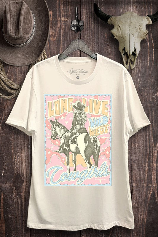 Lotus Fashion Collection Long Live Cowgirls Graphic Top Ivory Lotus Fashion Collection