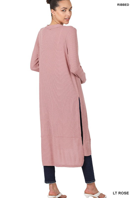 ZENANA RIBBED LONG CARDIGAN ZENANA