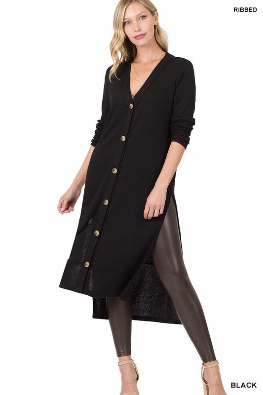 ZENANA RIBBED LONG CARDIGAN ZENANA