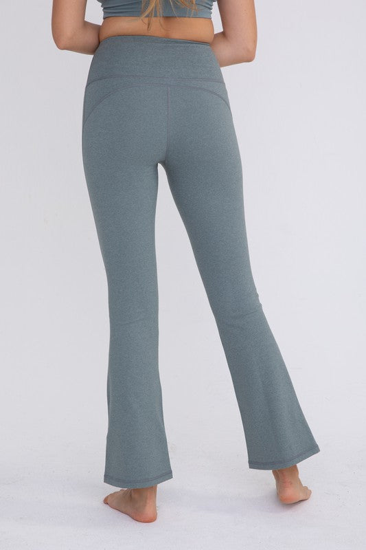 Mono B Flare Swoop Back High-Waisted Leggings Mono B