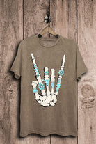 Lotus Fashion Collection Skeleton Rock Hand Sign Graphic Top