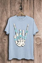 Lotus Fashion Collection Skeleton Rock Hand Sign Graphic Top