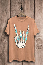 Lotus Fashion Collection Skeleton Rock Hand Sign Graphic Top