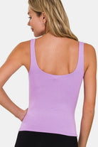 Zenana Bright Lavender V-Neck Slim Tank Trendsi