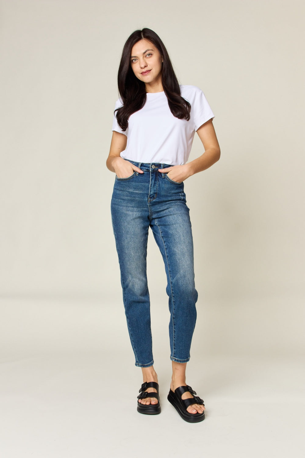 Judy Blue Tummy Control High Waist Slim Jeans Trendsi