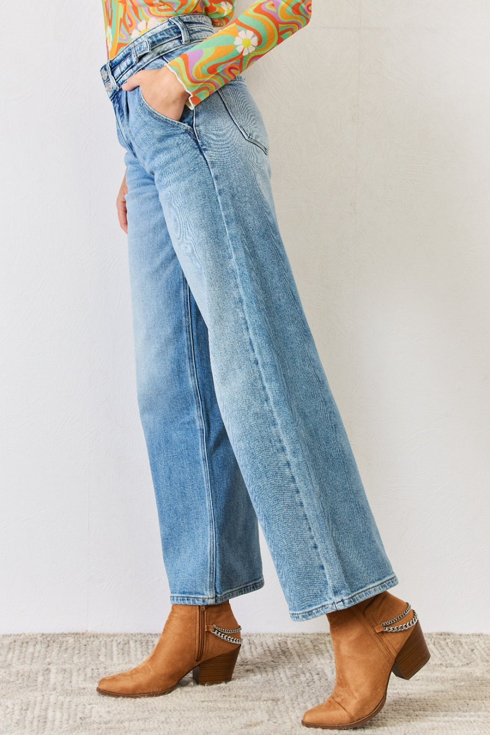 Kancan High Waist Wide Leg Jeans Trendsi