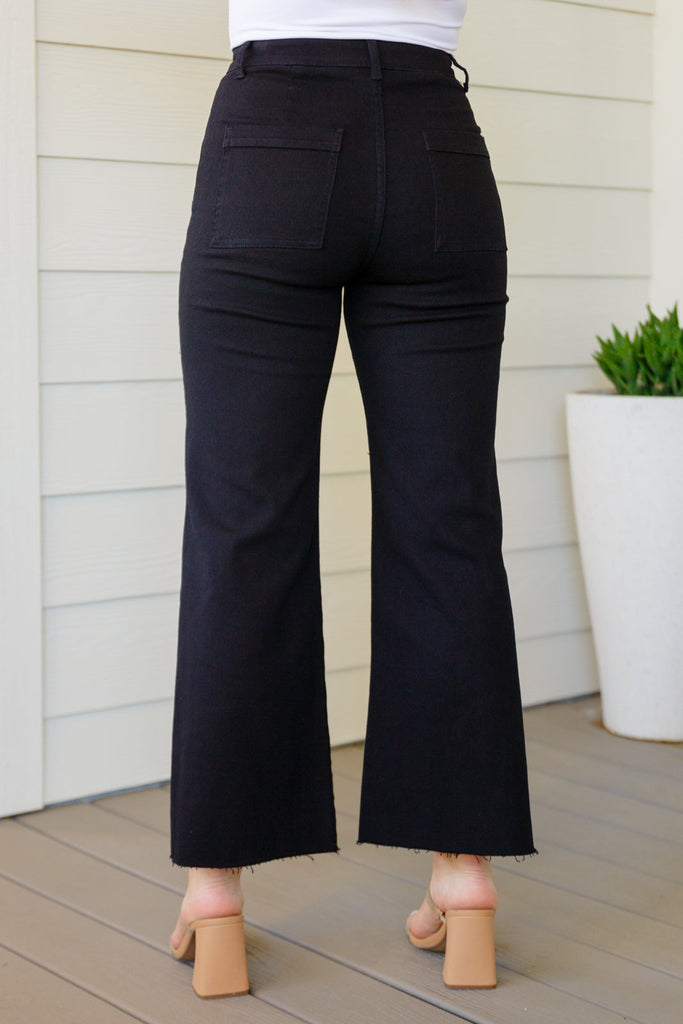 Annie Wear August High Rise Wide Leg Crop Jeans in Black 8-29-2023