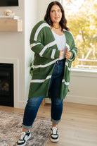 Haptics Brighter is Better Striped Cardigan in Green Ave Shops 11-30-23