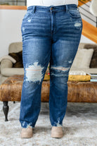 Judy Blue Christine High Contrast Slim Bootcut Destroyed Jeans Ave Shops