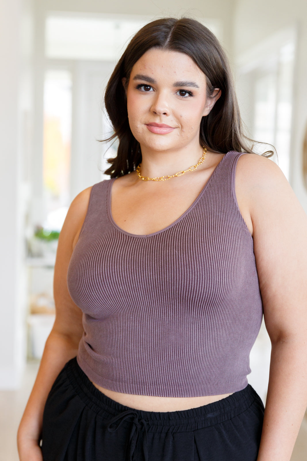 Yelete Fundamentals Ribbed Seamless Reversible Tank in Brown Ave Shops