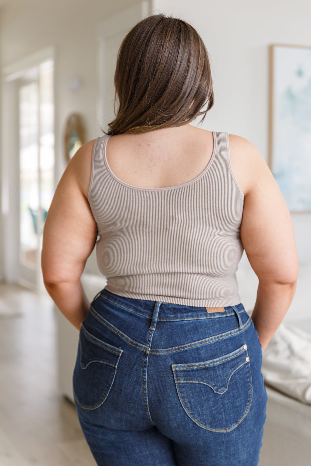 Yelete Fundamentals Ribbed Seamless Reversible Tank in Light