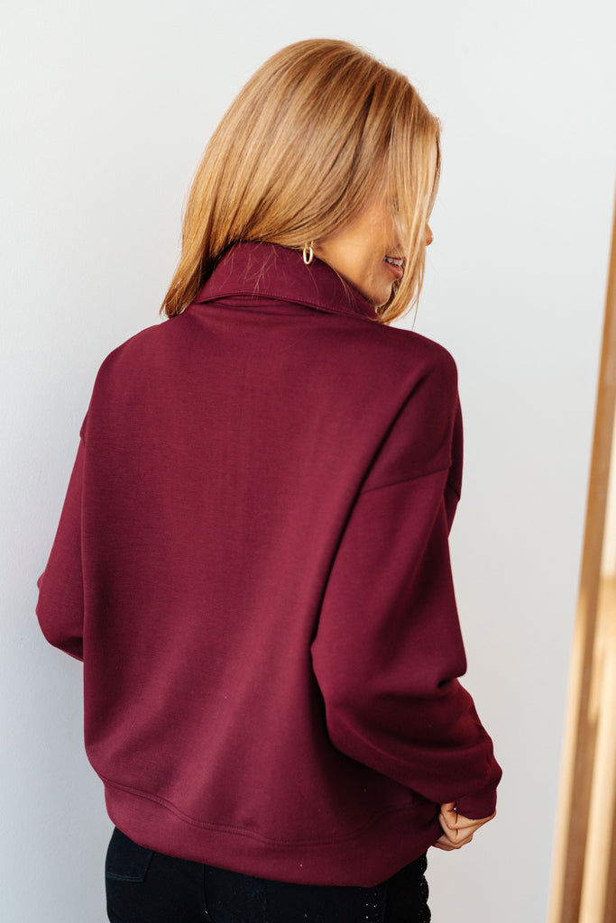 Rae Mode Handle That Half Zip Pullover in Wine Ave Shops