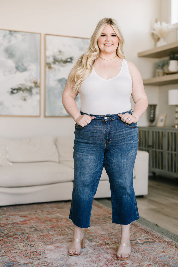 Judy Blue Hayes High Rise Wide Leg Crop Jeans JBPF23