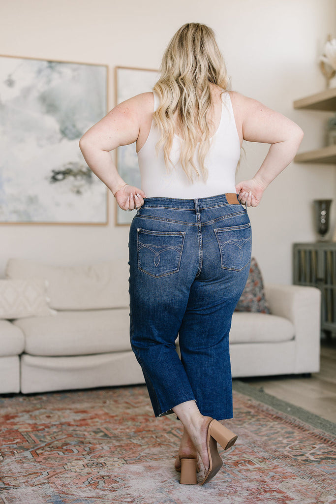 Judy Blue Hayes High Rise Wide Leg Crop Jeans JBPF23
