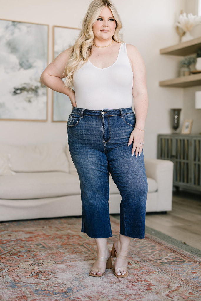 Judy Blue Hayes High Rise Wide Leg Crop Jeans JBPF23
