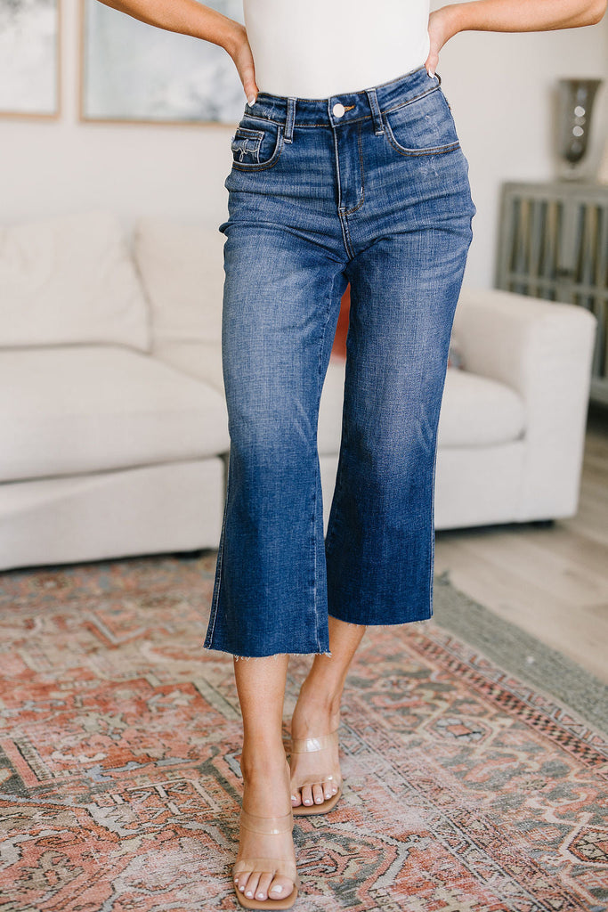 Judy Blue Hayes High Rise Wide Leg Crop Jeans JBPF23