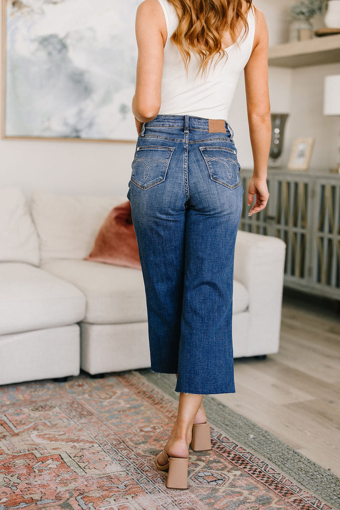 Judy Blue Hayes High Rise Wide Leg Crop Jeans JBPF23