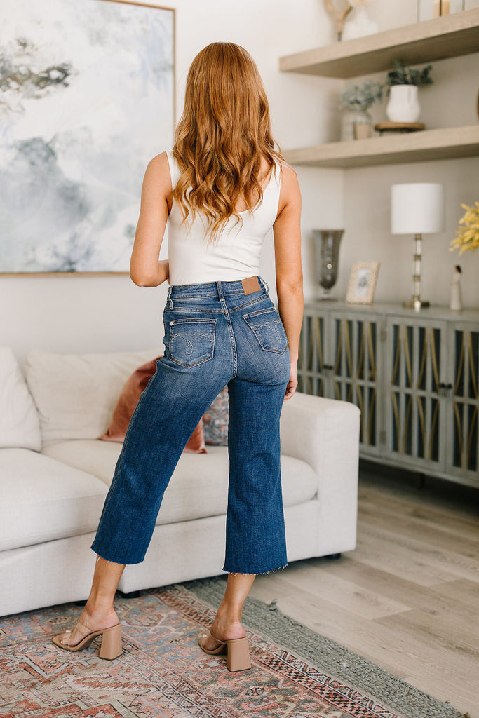 Judy Blue Hayes High Rise Wide Leg Crop Jeans JBPF23