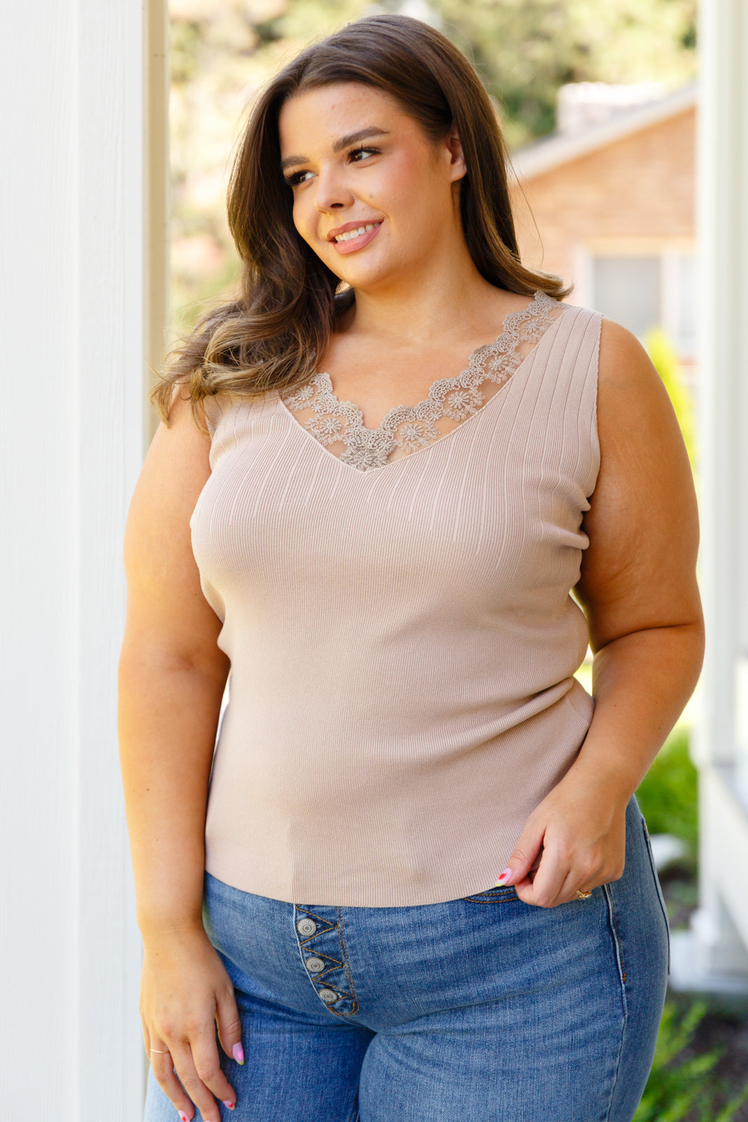 BiBi I Can Love You Better Lace Tank in Taupe – Ruby Idol Apparel