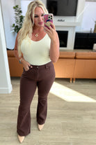 Judy Blue Sienna High Rise Tummy Control Top Flare Jeans in Espresso 24W Ave Shops 10-17-23