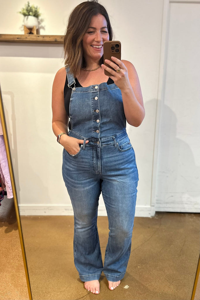 Judy Blue Izzy Control Top Retro Flare Overalls Ave Shops