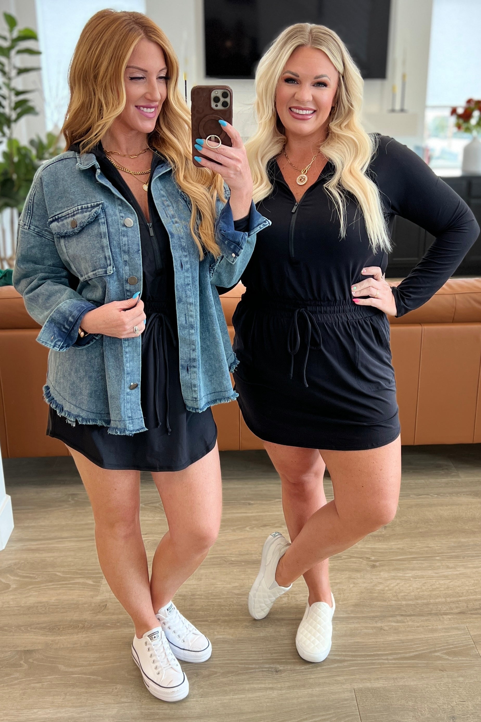 Rae Mode Getting Out Long Sleeve Hoodie Romper in Black Ave Shops