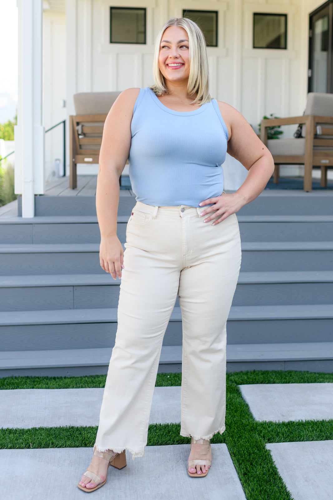 Yelete Just One More Ribbed Tank in Light Blue SPRING24