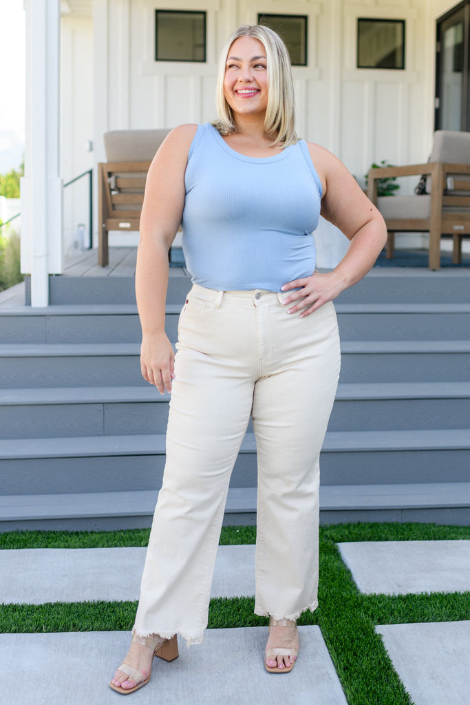 Yelete Just One More Ribbed Tank in Light Blue Ave Shops