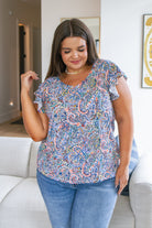 Haptics Patient in Paisley Flutter Sleeve Top Bogo Free