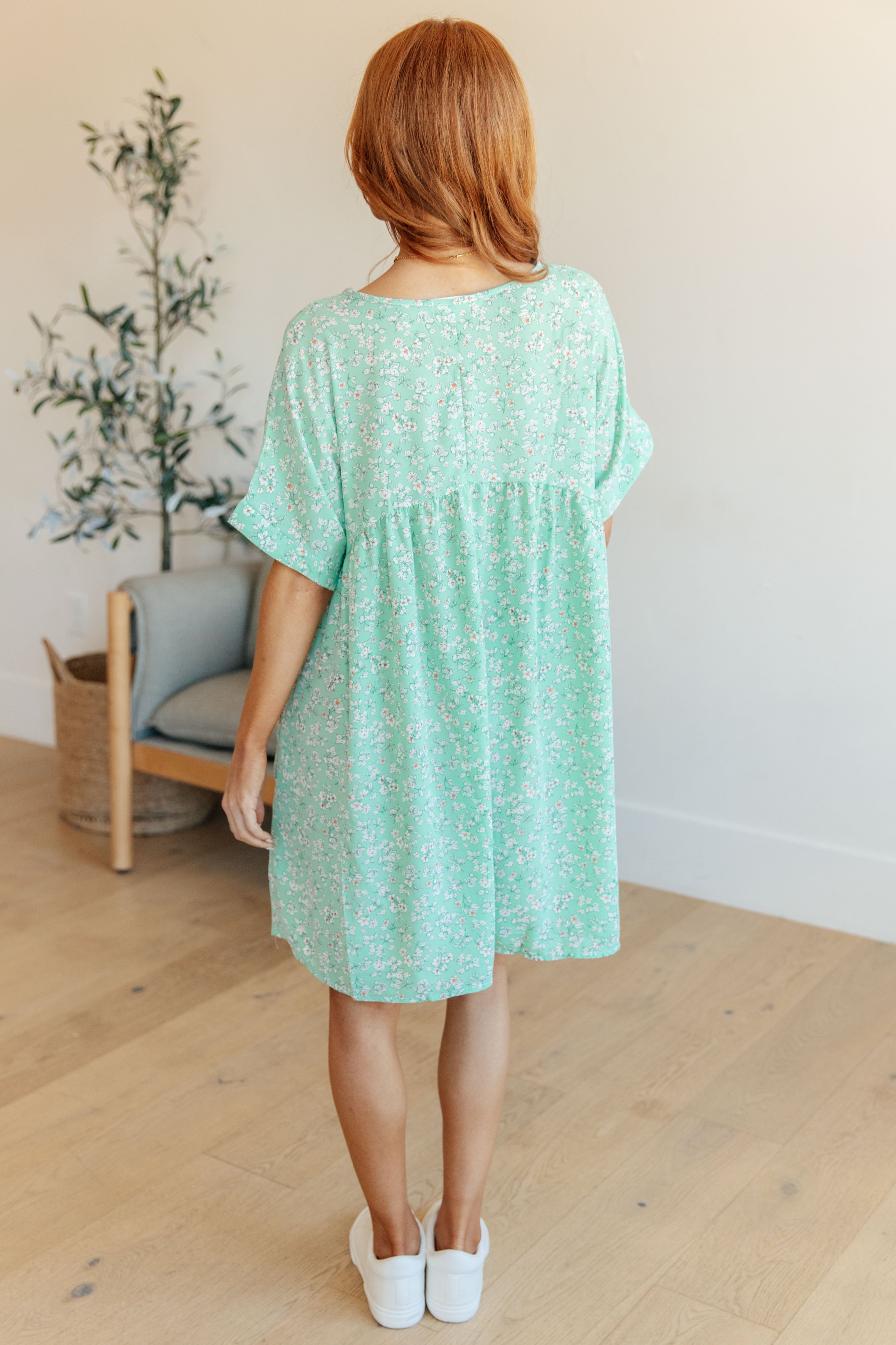 Haptics Rodeo Lights Dolman Sleeve Dress in Mint Floral Ave Shops 3-12-24